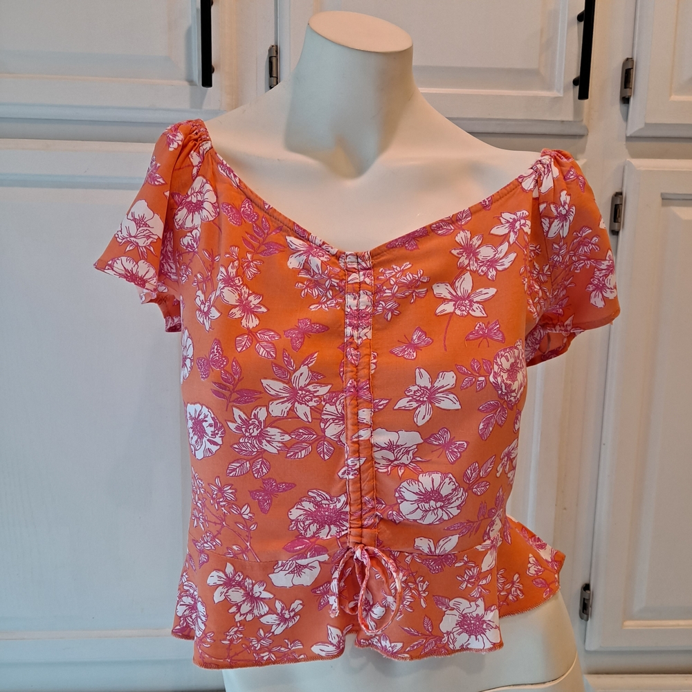 Japna Floral Blouse in Pink and Orange
